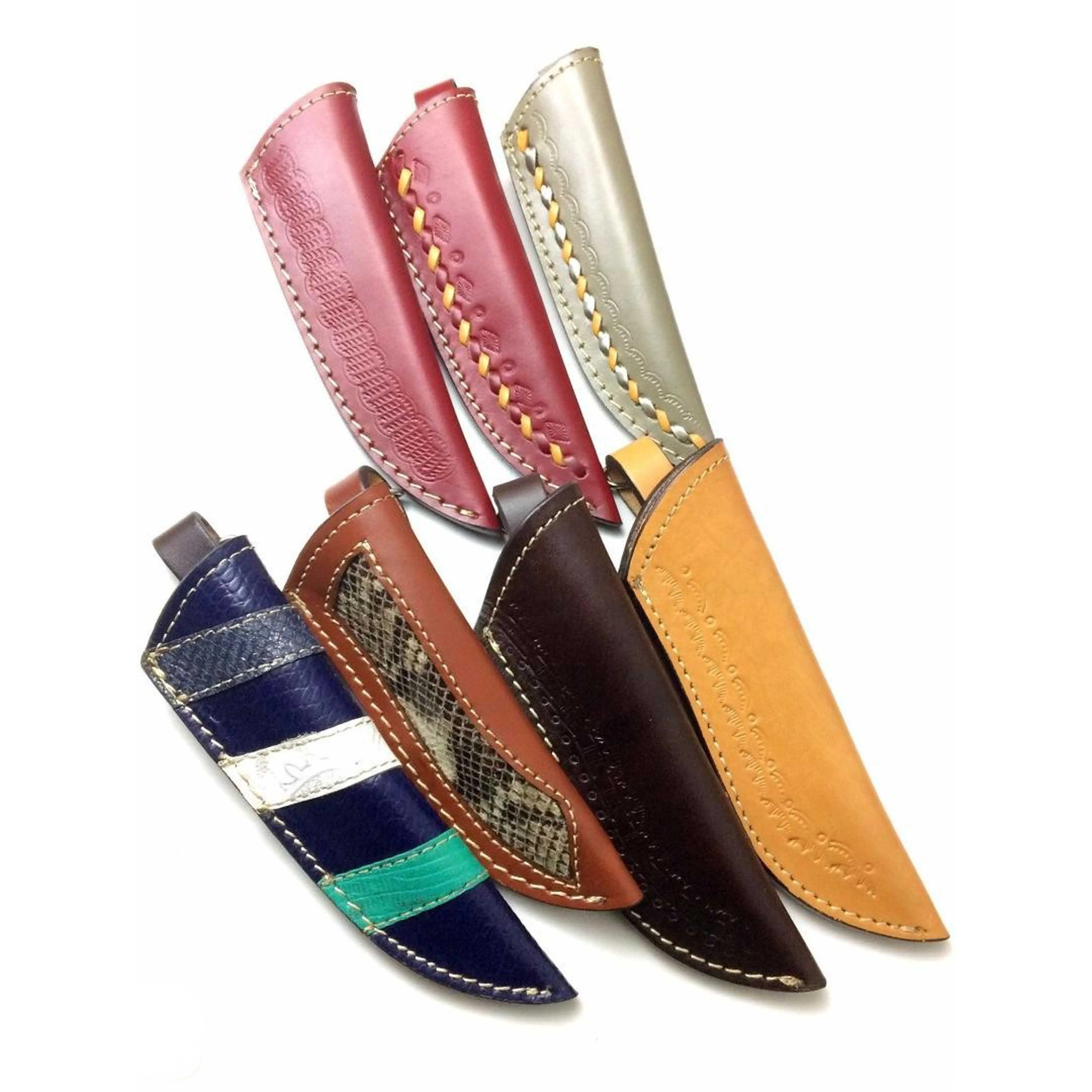 7 PCS OEM Product 2021 Hot Selling  Rich Grain Skin Inlay Leather Sheath for fixed Blade Knives