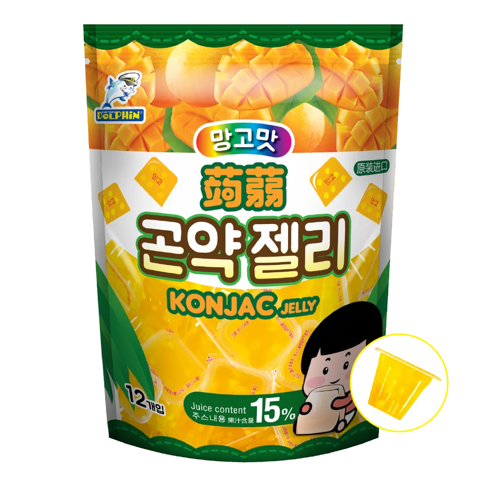 Konjac Nata De Coco Jelly 12 Pieces Mango Flavor 32g [Captain Dolphin]