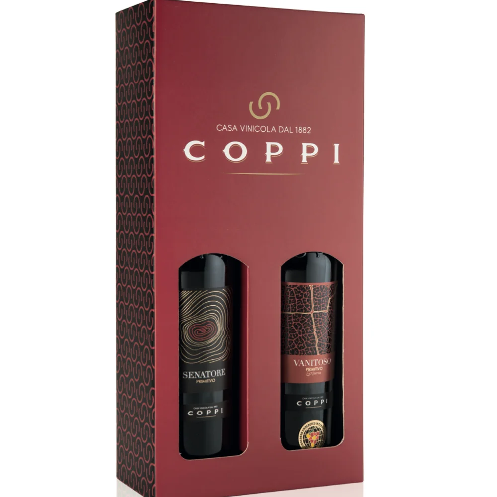 Gift Box COPPI Wines 2 bottles - Primitivo DOC - Puglia, Italy - Italian Puglia Apulia Wine
