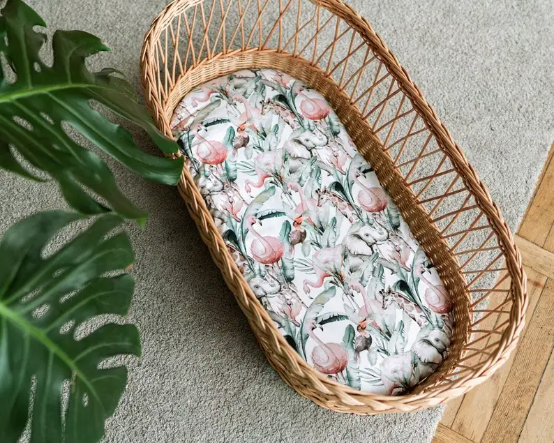 Eco friendly Rattan crib baby cradle  baby crib for kid handicraft trays coffee serving tray bamboo trays for food