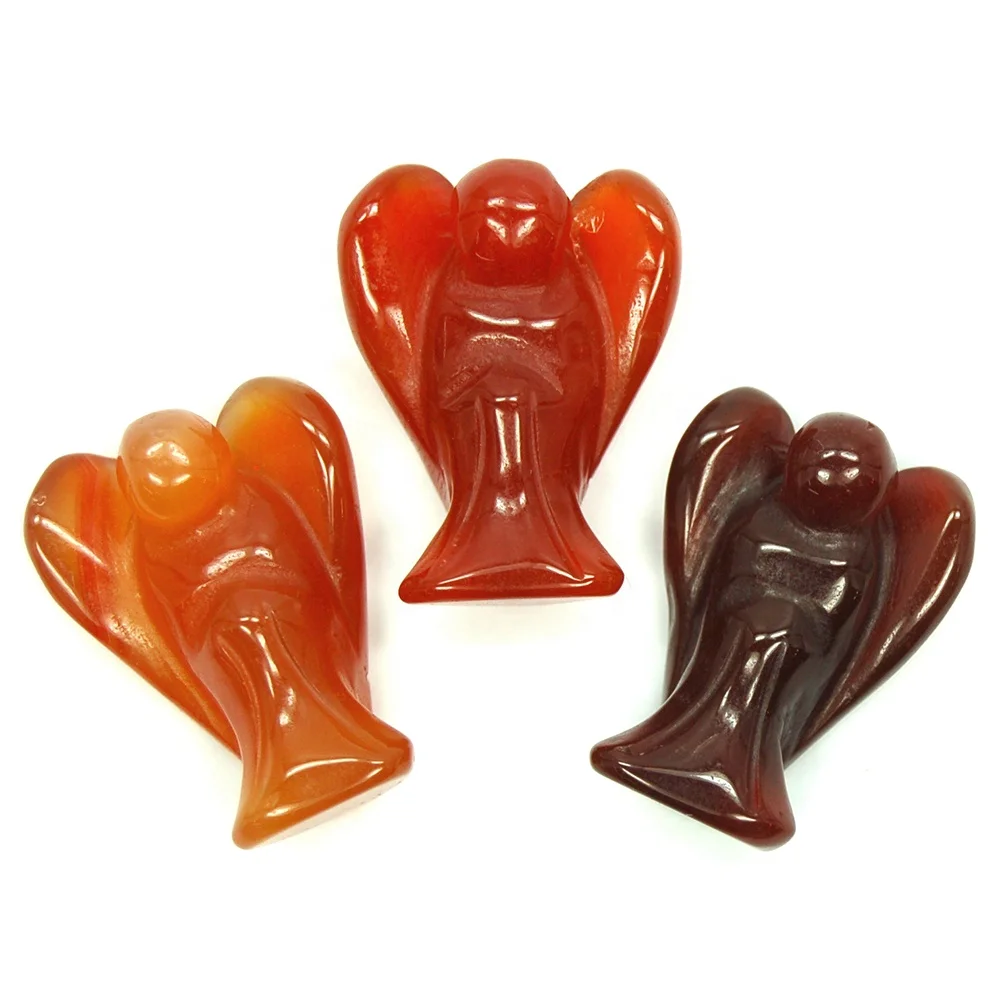 crystal angel Natural Red Carnelian stone angel Carved Natural Stone Figurine Jade Crystals angel Carved Polished