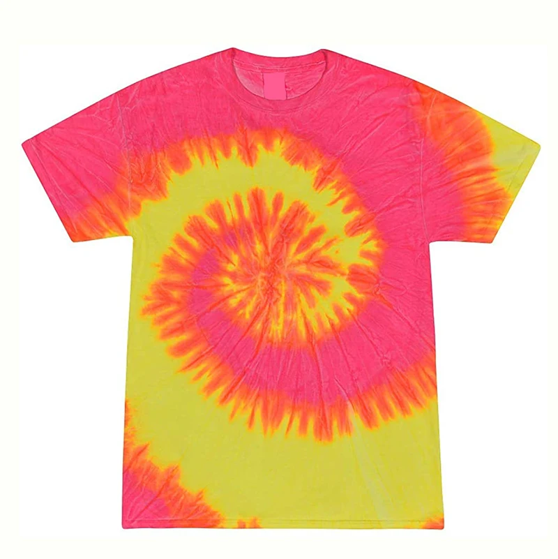
ODM designs breathable Easy wear custom neck Multi colored high-quality printed and embroidered Tie dye T-shirt 