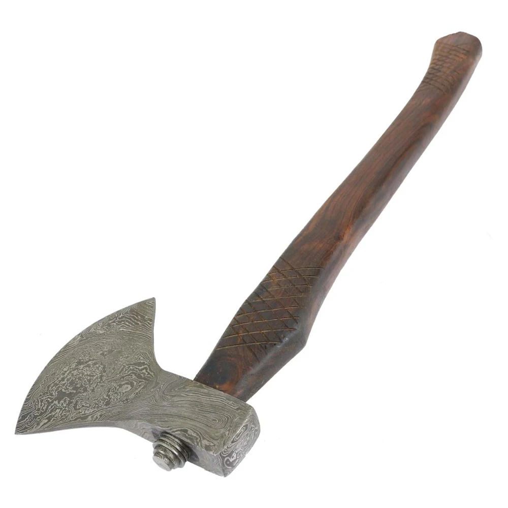 Custom Hand Made Damascus Steel Hunting Axes with pure Leather Sheath