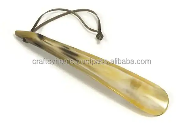 Natural Buffalo Shoe Accessories of Polished Short Shoe Horn & Long Shoe Horn with  Handle & Customized logo by India Handicraft