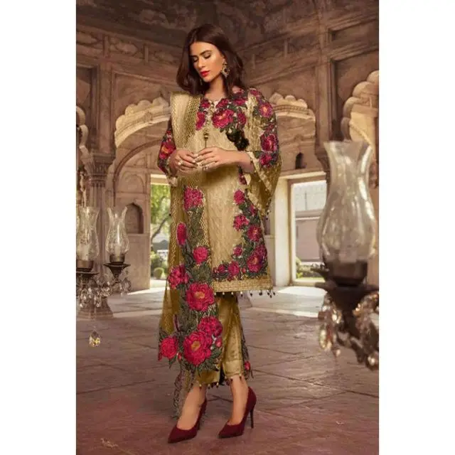Pakistani Salwar Suit with Dupatta 5 Pieces Suits Indian Wholesale Festival Wear Faux Georgette Embroidered for Women Summer Net