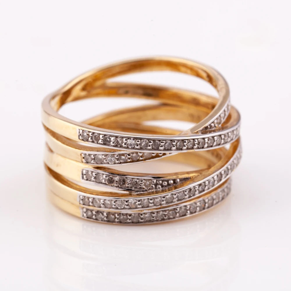 minimal twist diamond ring with 14K gold plated silver 925 material can be customize high quality factory price