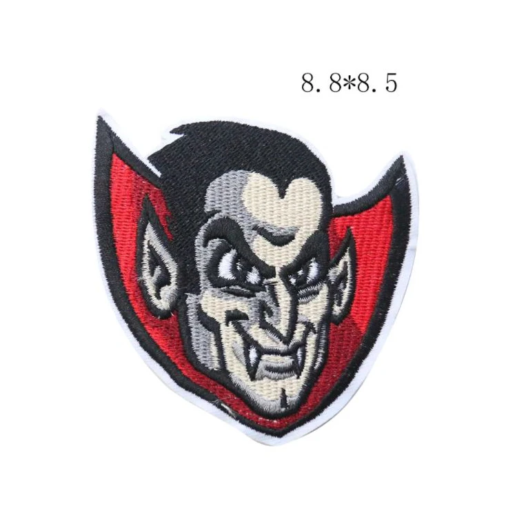 Embroidery Cloth Stickers Red Fire Head Vampire Badge Iron On Patches DIY Sewing Embroidered Patches For Clothes