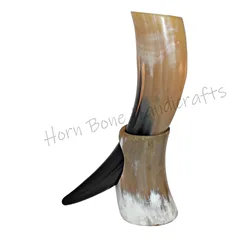Viking Drinking Horn with Horn Stand Authentic Medieval Inspired Viking Wine Mead 100% Natural Horn No Leakage Beer Tankard/Mug