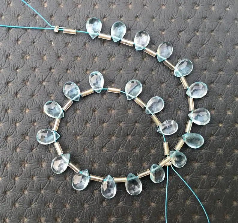 Very Stunning 21 Pieces Natural Blue Topaz Gemstone Faceted Pear Shape Beads