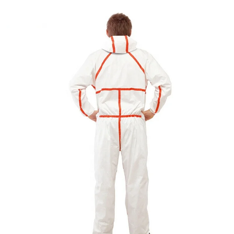Disposable Non-woven Microporous Coverall  with heated sealing tapes for Chemical Splashes Type 5/6 overalls Suite