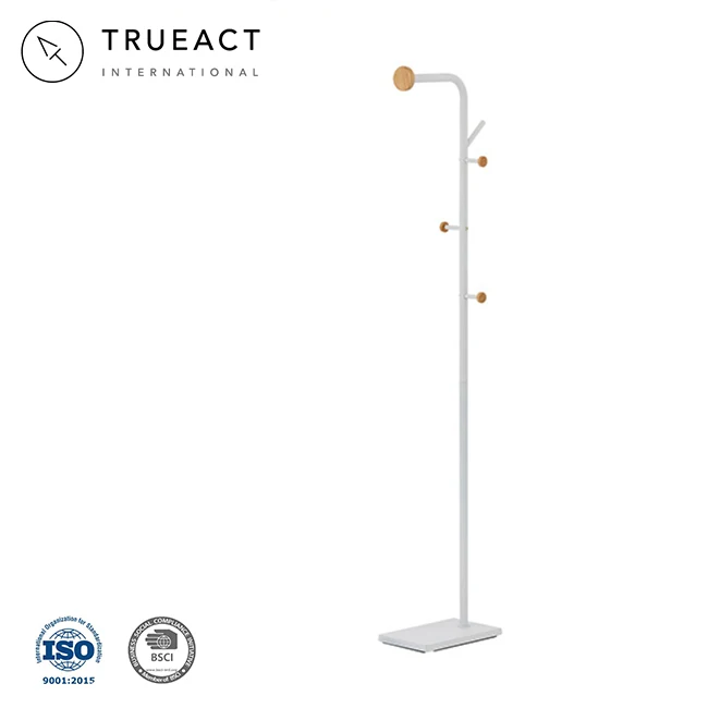 RTS New design tree shaped wooden wood coat rack free standing garment rack metal floor hat coat hanger hanging rail rack stand