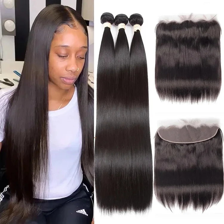 12a 100% Raw Brazilian Human Hair Bundles With HD Lace Frontal Closures Mink Cuticle Aligned Virgin Hair Weave Extension Vendors