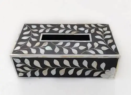 Excellent Quality Rectangular Shape Bone Inlay Tissue Box  Home & Restaurant  with suitable price | MOP Inlay Box