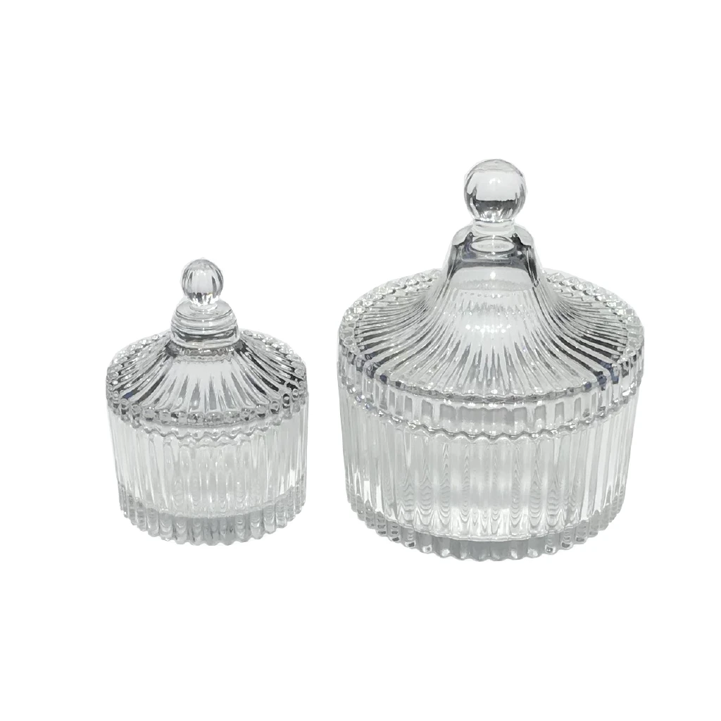 Vintage Castle Style Decorative Storage Container Glass Jar Sugar Bowl Candy Dish Crystal with Lid for Party Wedding Kitchen
