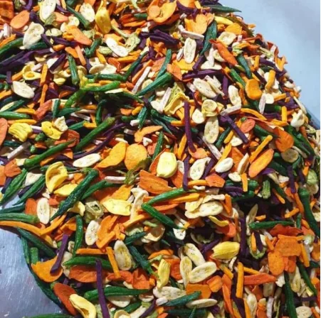 Delicious snack by dried fruits and vegetables