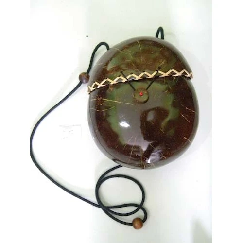 Vintage Wedding Souvenir Coconut Shell Purse by Names Recyclable Handbag with Fabric Lining Dot Pattern Casual Style for Girls