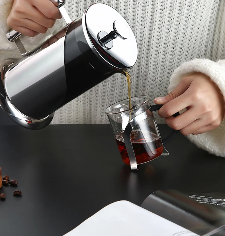 Durable Heat Resistant Borosilicate glass French Coffee Press with plunger, Kitchen Household Tea Coffee maker pot