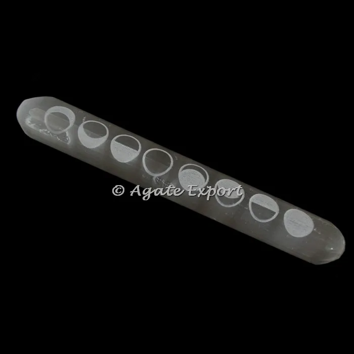 Attractive Mix Stone Selenite Engraved Moon Massage Wands