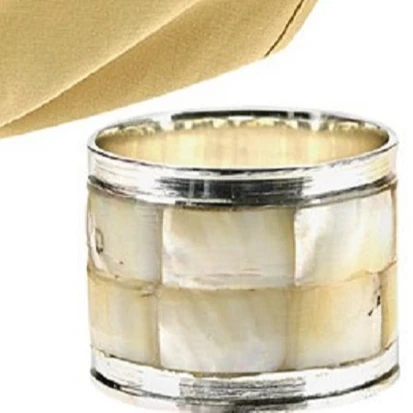 Mother of Pearl Napkin Ring Silver Plated Brass Napkin Rings Seashell Table Decoration and Dining Accessories