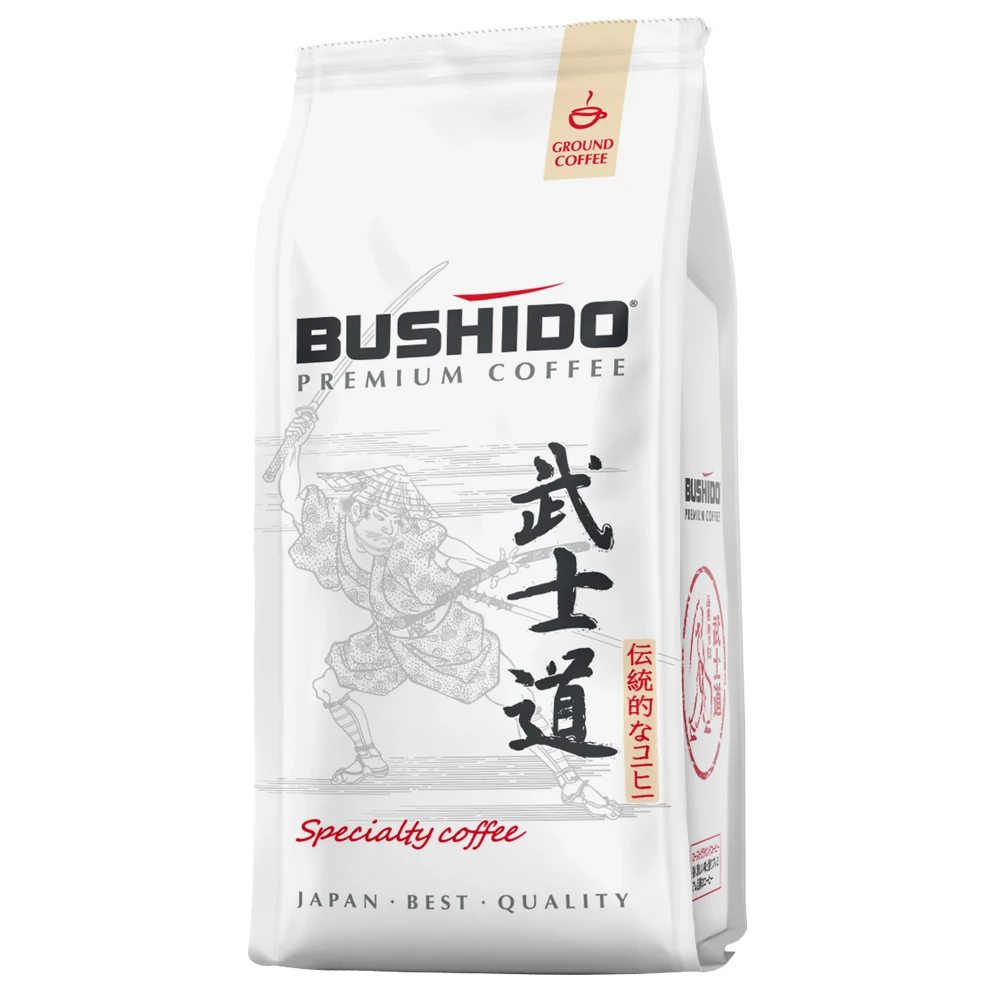 Specialty Arabica Yirgacheffee Ethiopian  roasted ground coffee BUSHIDO wholesale price in  pouch  227 g.