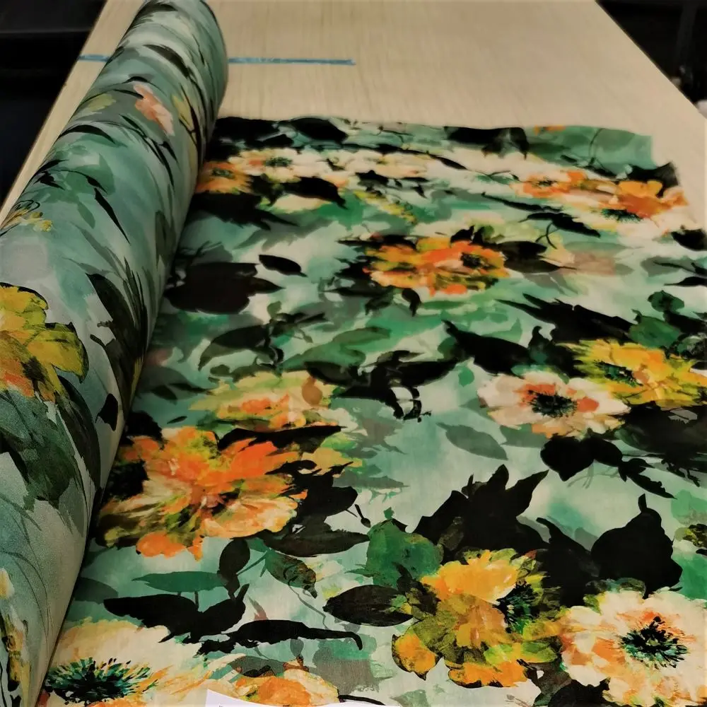  FLOREAL красная 100% шелковая ткань Сделано в Италии