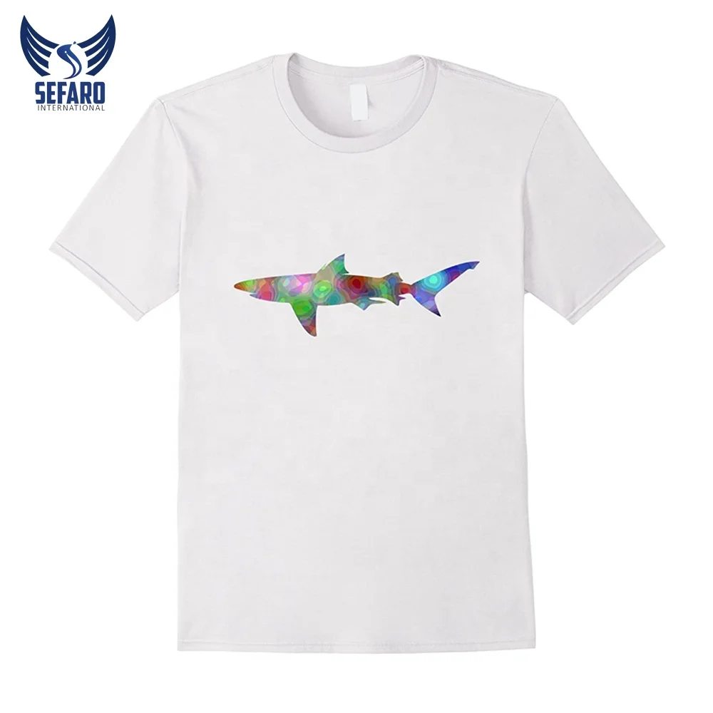 Good Quality Maroon Color Cotton Shark Fish Printed on T-Shirts