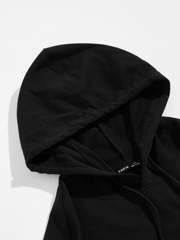 Men Slogan Graphic Color Block Drawstring Hoodie Thermal Lined Long Sleeve Printed Oversize Pullover Hoodies Wholesale