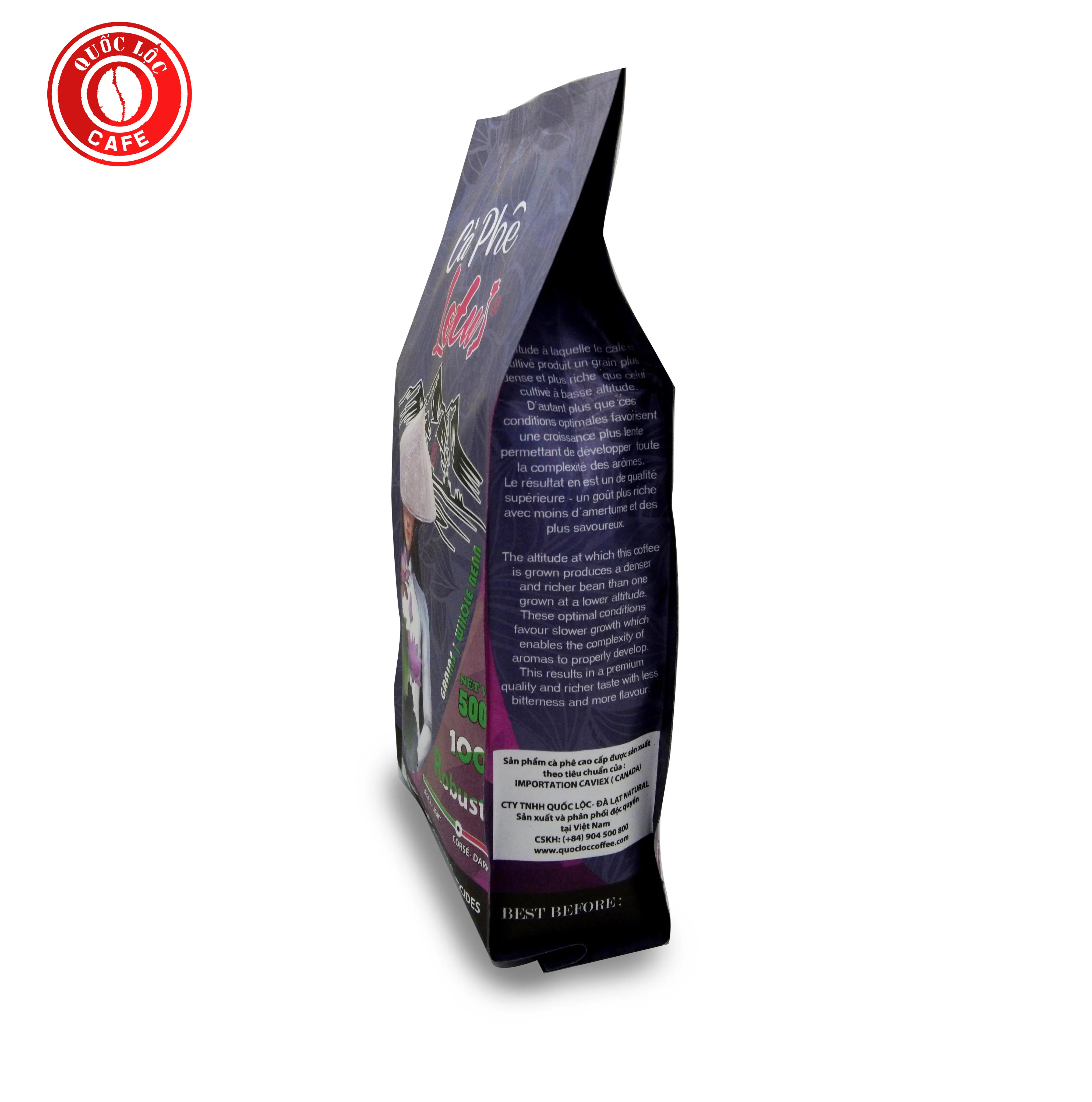 
Packing in Bag 12 months Shelf Life Hot Air Roast Type 100 % Robusta Lotus Robusta coffee from Vietnam 