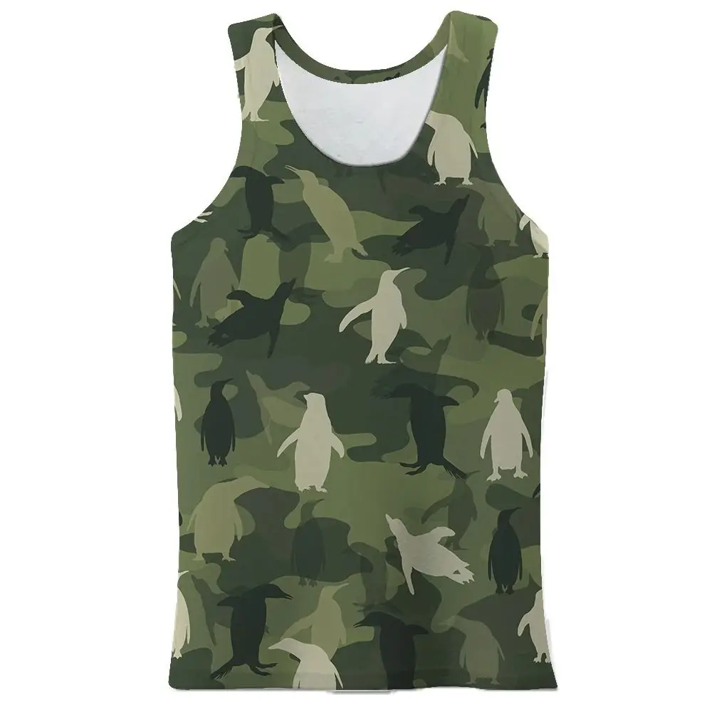 2021 Summer Men Print Vent Fashion Men Casual Army Camouflage Tank Sleeveless O-neck Slim Vest Plus Size S-5XL