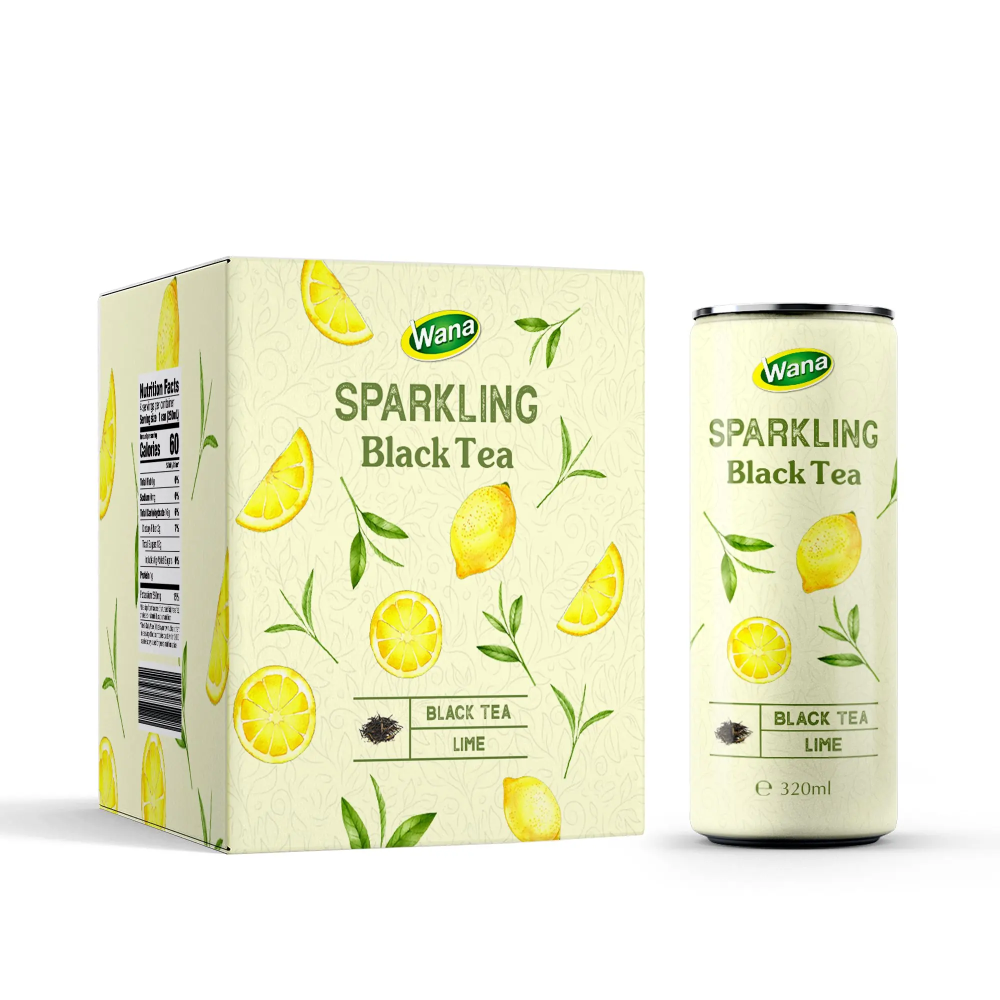 Здоровый газированный напиток из черного чая со вкусом клубники консервированный 320 мл