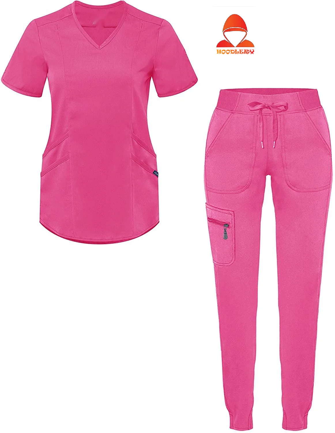 Modern Athletic Scrub Set for Women - Modern V-Neck Scrub Top & Yoga Jogger Scrub Pants