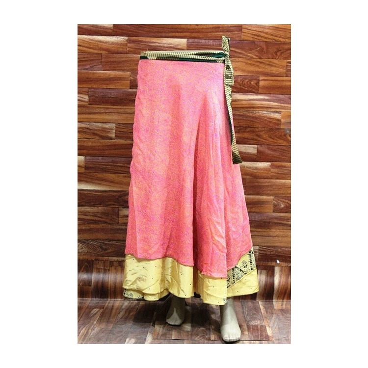 Women silk sari Swim Wrap Skirt Floral Printed long skirt for Arab batik Thai boho adjustable women wrap skirt