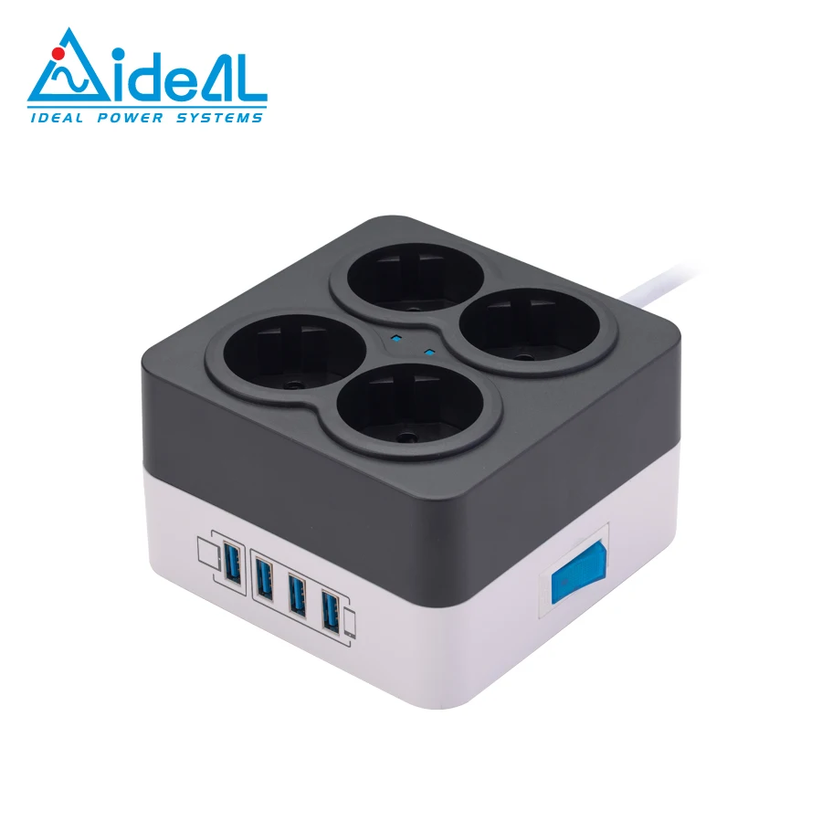 German-Schuko 4-socket surge protector extension sockets USB charge