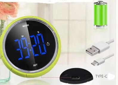USB светодиодный большой цифровой дисплей с обратным/вертикальным будильником таймер ночным освещением подставкой магнитом на холодильник и настройкой вращающегося циферблата