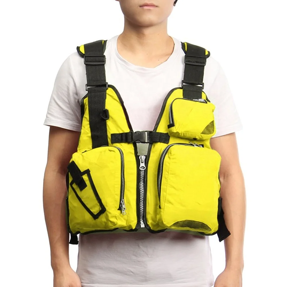 Custom High Quality PVC Foam Adult Surfing Fishing Kayak yellow Life Vest Aid for waterproof Fishing Vest