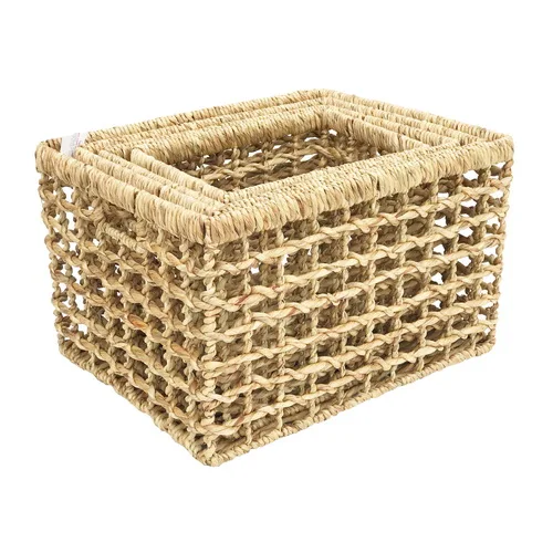Hot trend rectangular basket made in Vietnam  water hyacinth storage basket natural color woven storages baskets home kitchen
