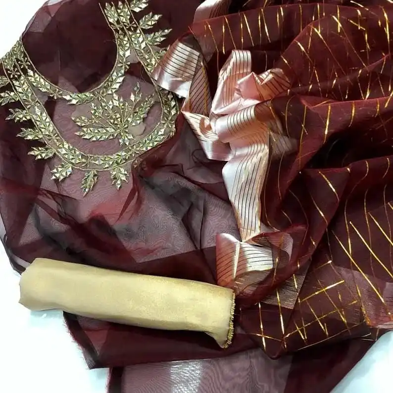 Вышитый традиционный шальвар камиз с зеркальной работой