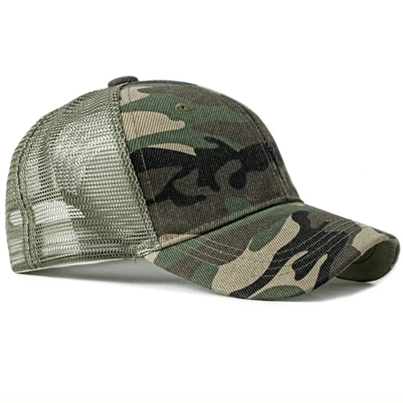 
Spring Summer Sun Hat Caps for Men Women Adjustable Baseball Cap Breathable Mesh Trucker Cap Camo Camouflage Baseball Hat 