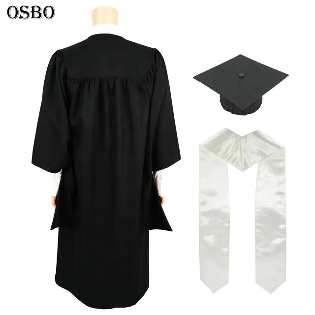 Doctoral Graduation Cap And Gown, Classic Bachelor Black Graduation Gown University Academic Dress