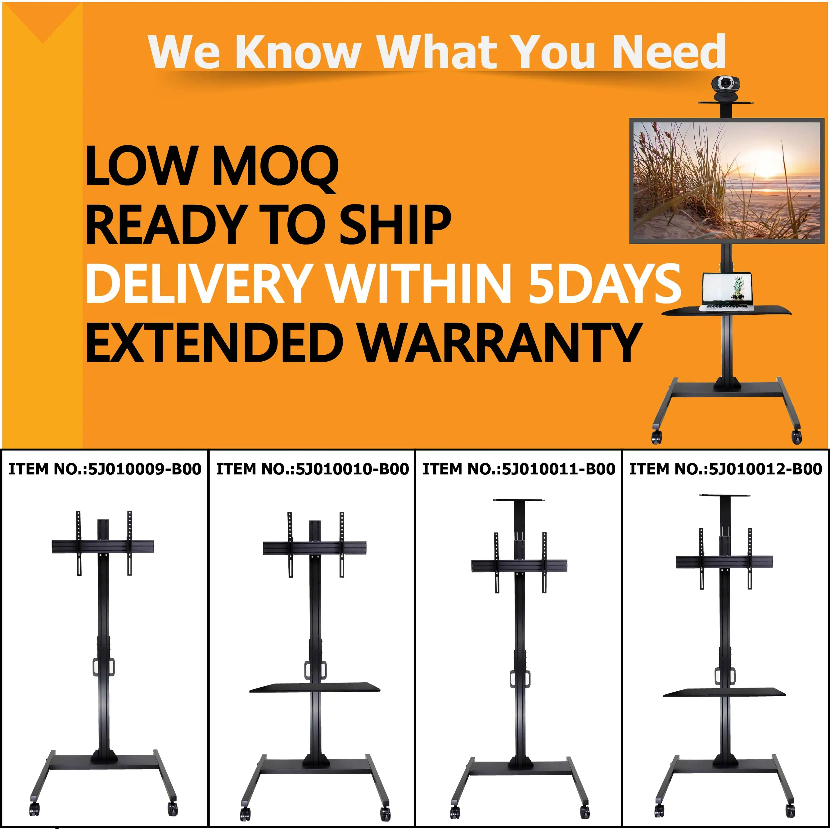 Metal Universal Plasma LCD LED Modern TV Stand mobile TV cart Four wheels TV trolley