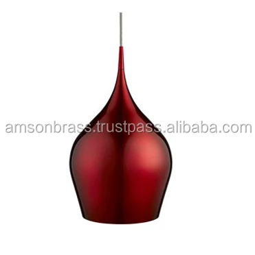 Christmas Decoration Maroon Color Shade Pendant Lamp for Restaurant Antique Brass Farmhouse Style Living Dining