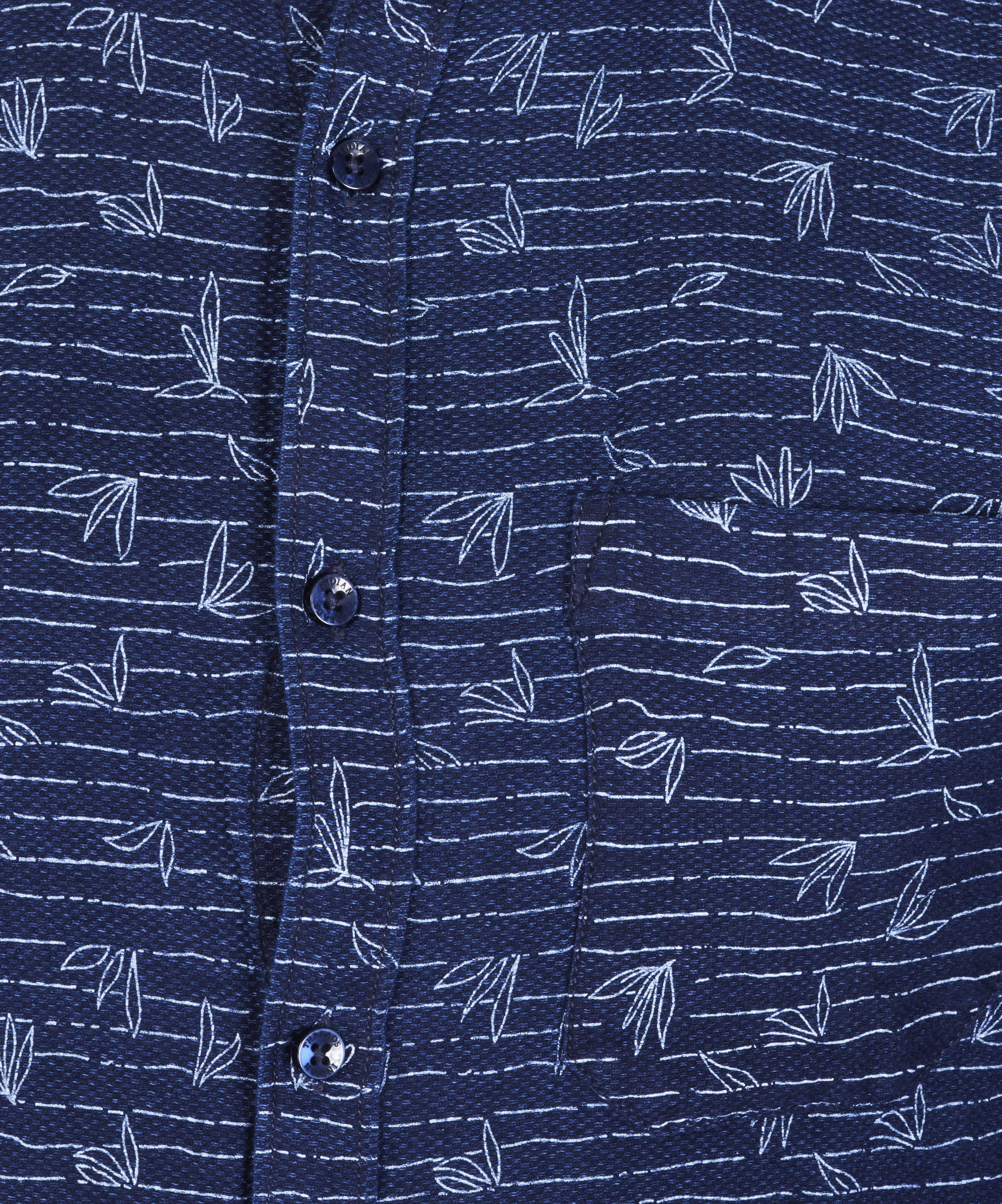 Мужская рубашка из 100% хлопка в синюю полоску с цветочным принтом