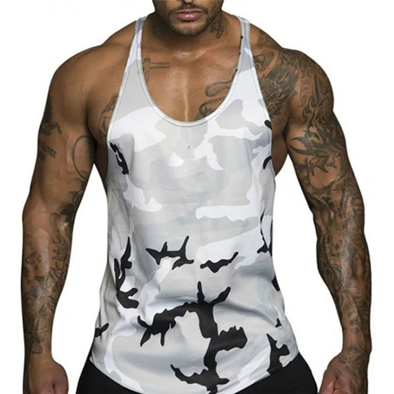 
High Quality Camo Sport Gym Singlet Male Muscle Athletic Running Training Singlet Sleeveless Shirt Quick Dry Tank Top Singlet 