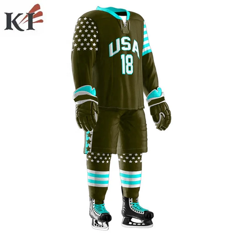 Wholesale Custom Sublimation Ice Hockey Jersey Best Quality Stitched Custom Team Logo Professional Ice Hockey Uniform USA 2023