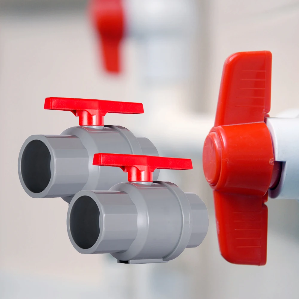 OEM ODM Plastic Material Water Media Normal Temperature Hand Operated Un-Threaded Ball Valve with Red Handle