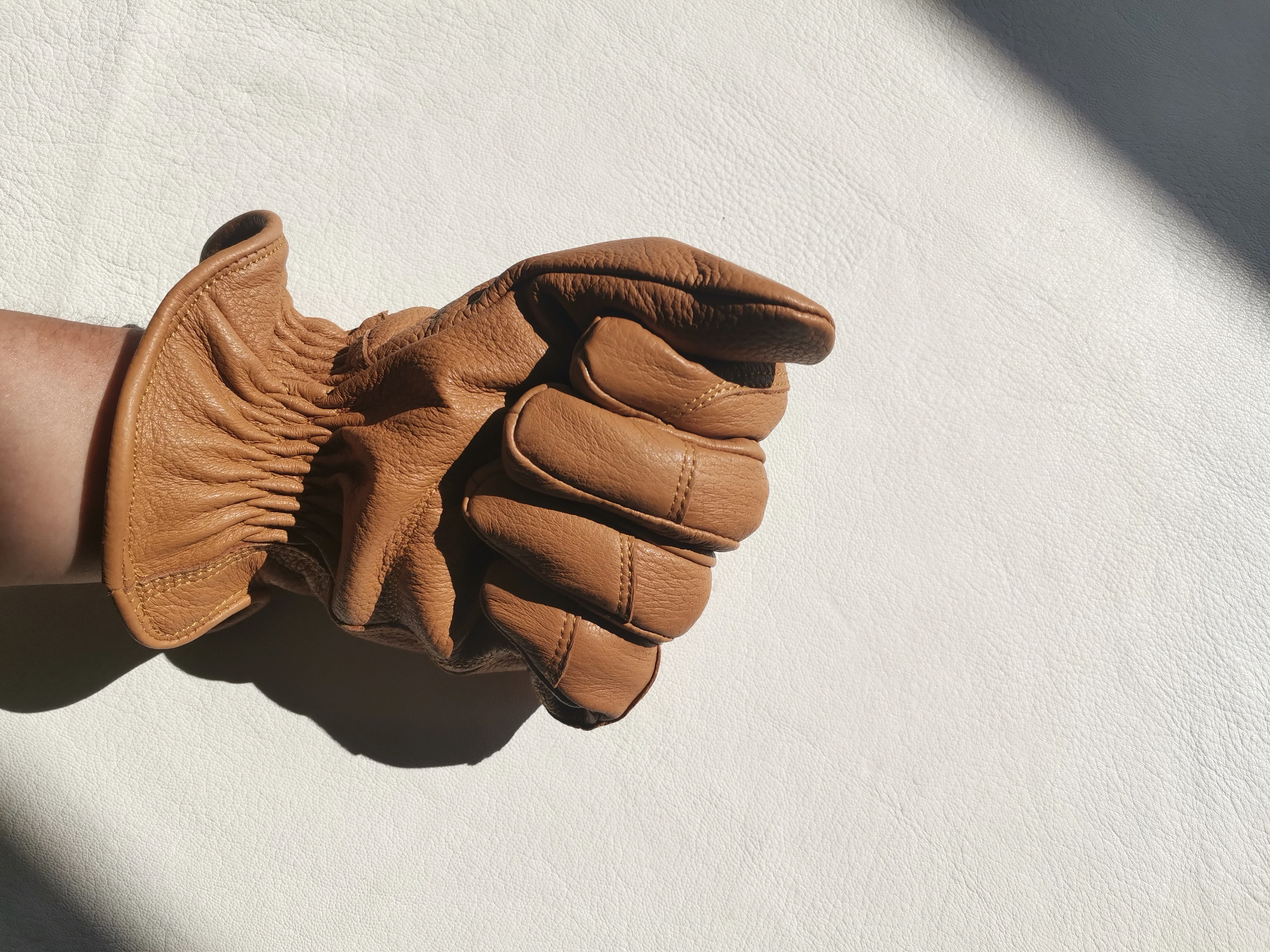 Мужские защитные кожаные перчатки из оленьей кожи с хлопковой подкладкой для вождения