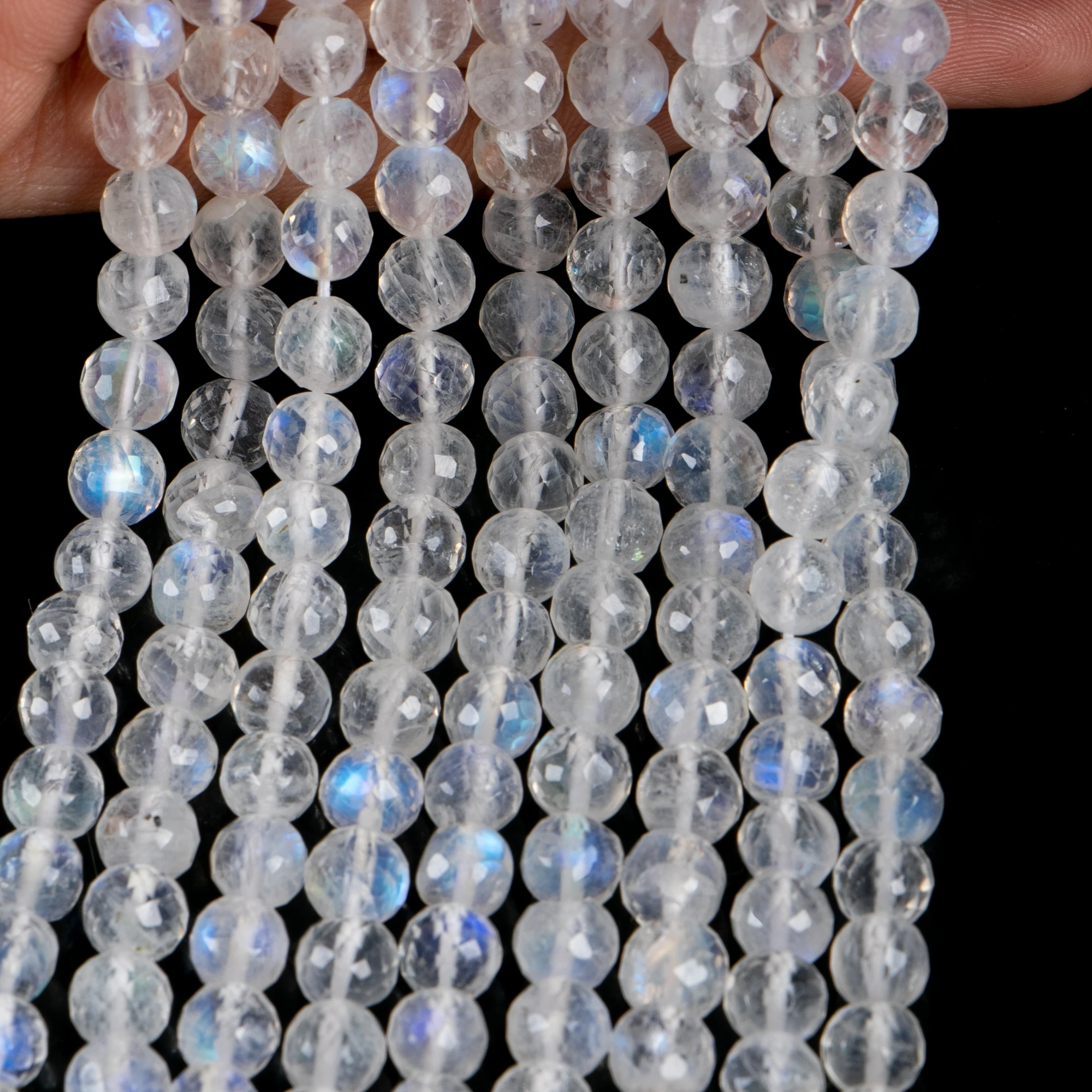 Natural Moonstone Faceted Round Shape Gemstone Beads Faceted Rainbow Moonstone Beads Wholesale Beads