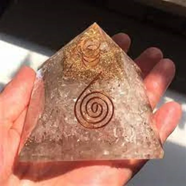 Beautiful Spiritual Healing Clear Quartz Orgone Pyramid with Chakra and EMF Protection for Love-Themed Meditation Wholesaler