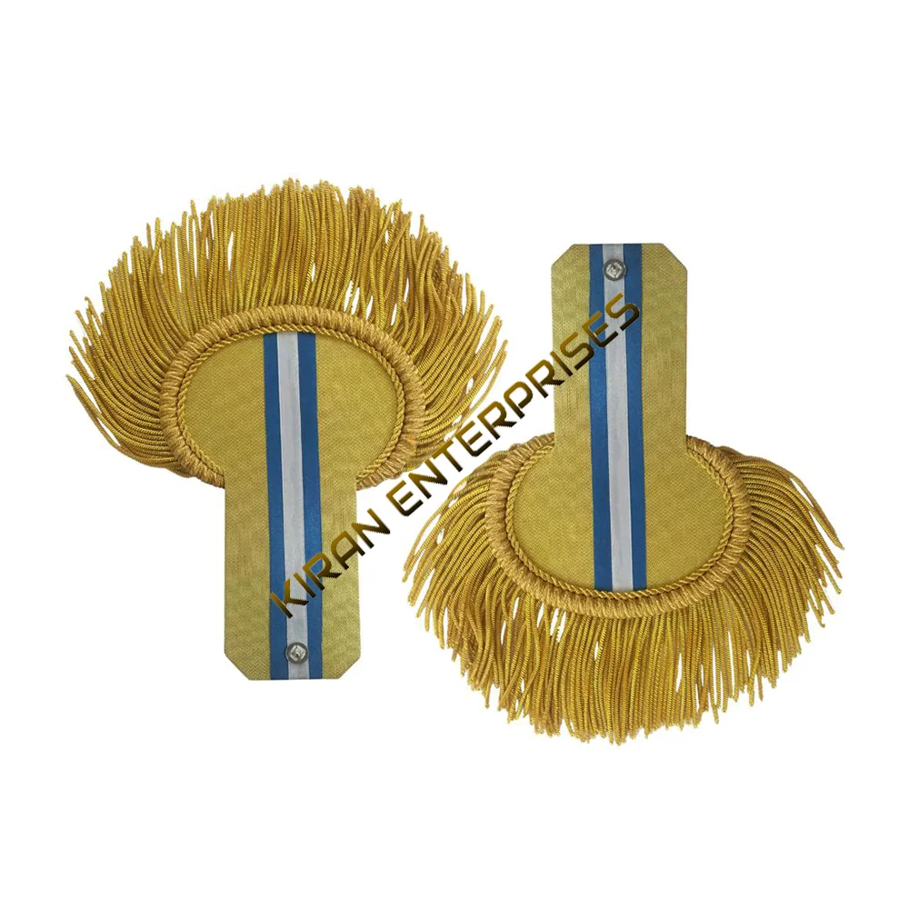 
Marching Band Gold Bullion Shoulder Epaulettes With Heavy Spiral Fringe Epaulettes 