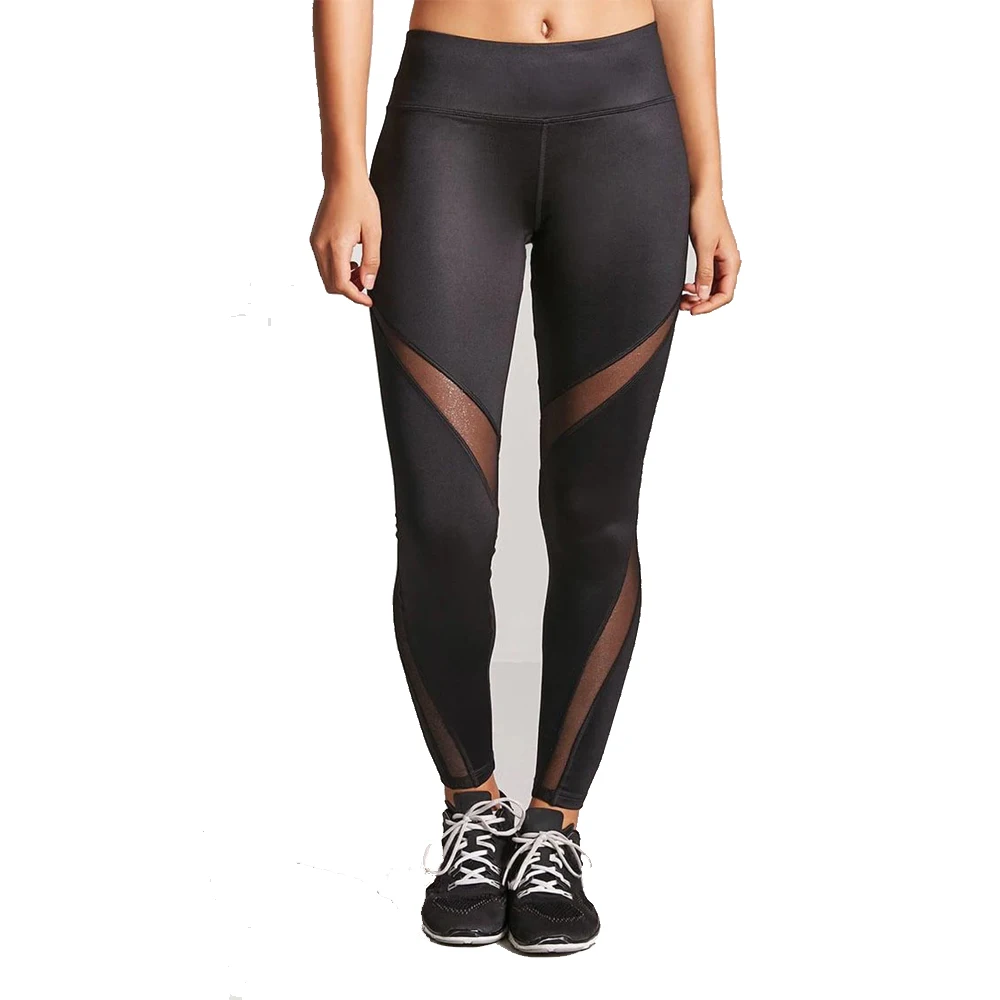 high quality  Booty Leggings Mesh Panel Running Pant Lift Butt Leggings Solid Color Yoga leggings